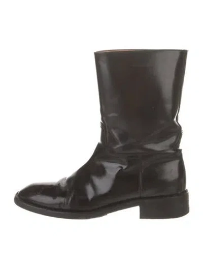 Pre-owned Saint Laurent Patent Leather Rain Boots In Black