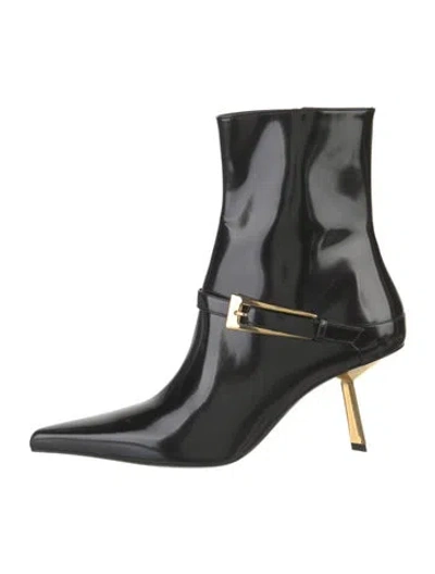 Pre-owned Saint Laurent Patent Leather Rain Boots In Black