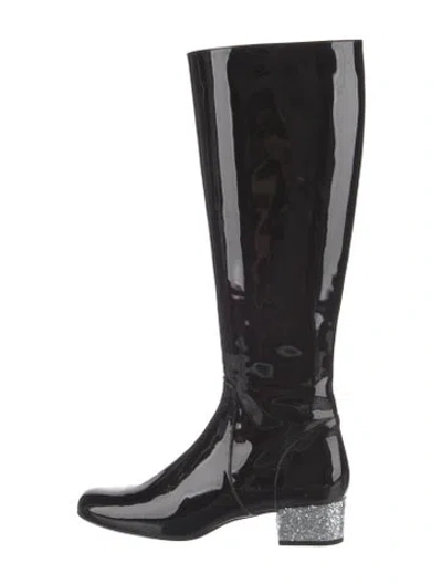 Pre-owned Saint Laurent Patent Leather Rain Boots In Black