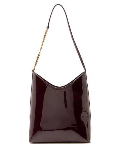 Saint Laurent Patent Leather Rendez-vouz Medium Hobo (authentic Pre-loved) In Burgundy