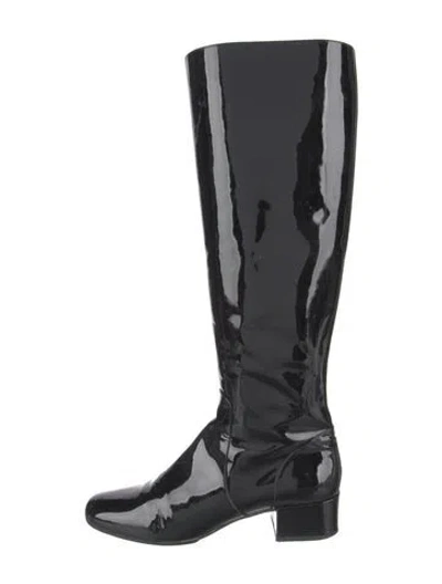 Pre-owned Saint Laurent Patent Leather Riding Boots In Black