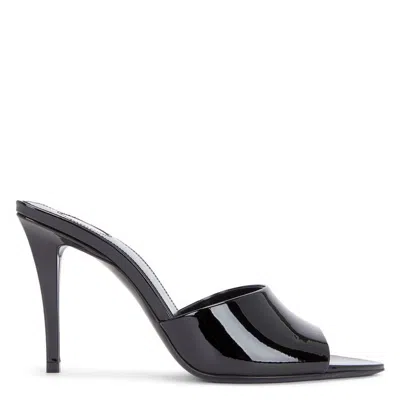 Saint Laurent Patent Leather Romy Mule Sandals In Black