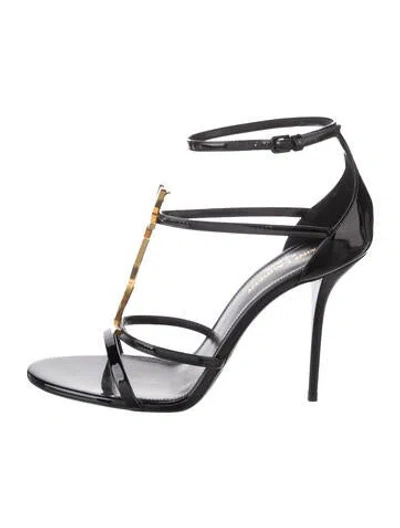 Pre-owned Saint Laurent Patent Leather Sandals In Black