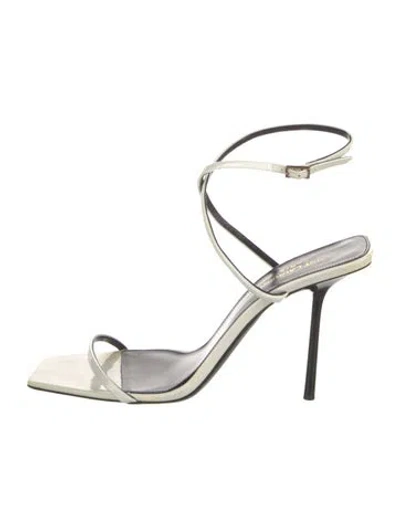 Pre-owned Saint Laurent Patent Leather Sandals In White