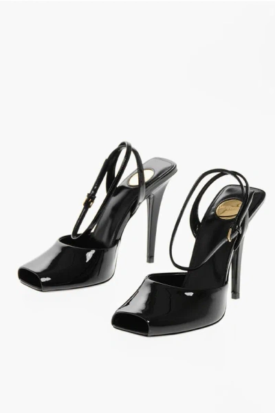 Saint Laurent Patent Leather Sandals With Ankle Strap 11cm In Black