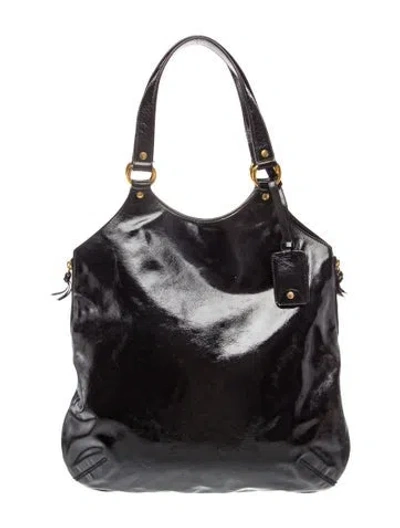 Pre-owned Saint Laurent Patent Leather Shoulder Bag Vintage In Black