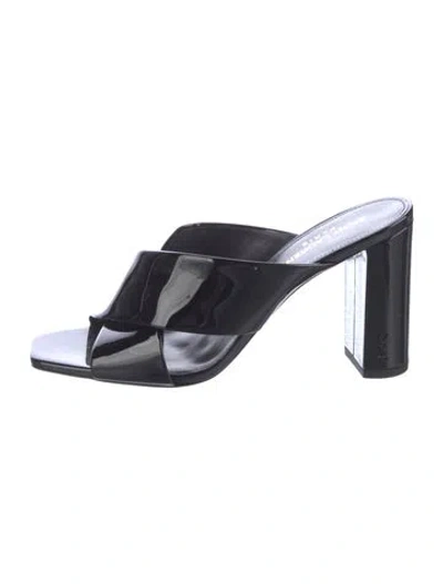 Pre-owned Saint Laurent Patent Leather Slides In Black
