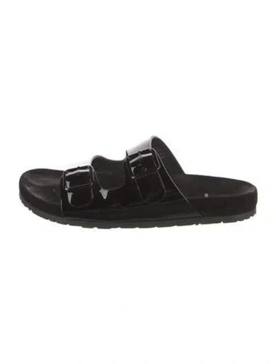 Pre-owned Saint Laurent Patent Leather Slides In Black
