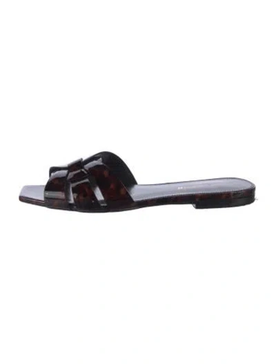Pre-owned Saint Laurent Patent Leather Slides In Black