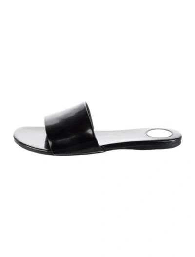 Pre-owned Saint Laurent Patent Leather Slides In Black