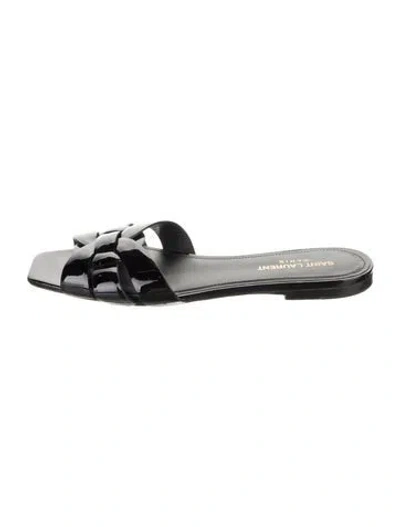 Pre-owned Saint Laurent Patent Leather Slides In Black
