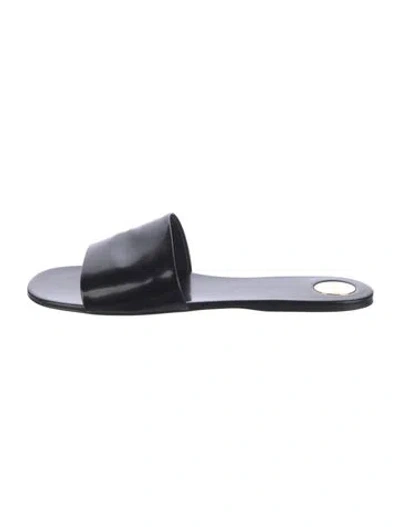 Pre-owned Saint Laurent Patent Leather Slides In Black