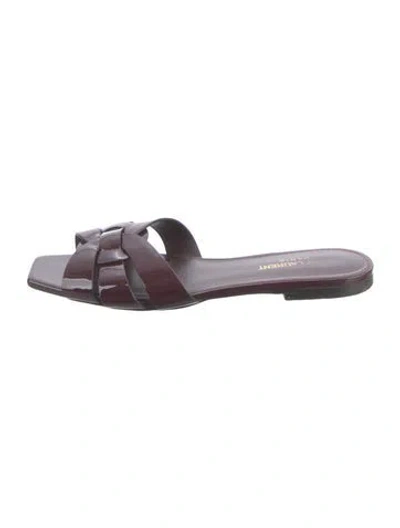 Pre-owned Saint Laurent Patent Leather Slides In Black