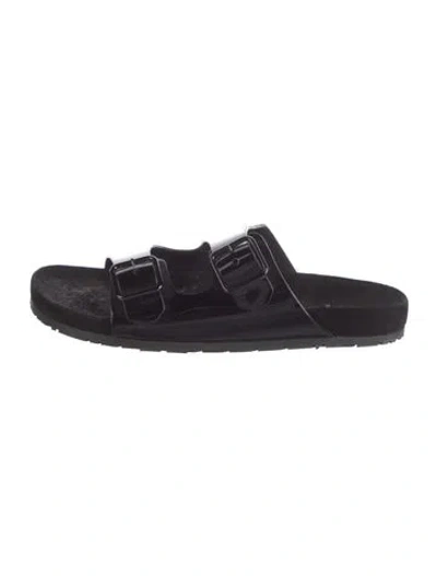 Pre-owned Saint Laurent Patent Leather Slides In Blue