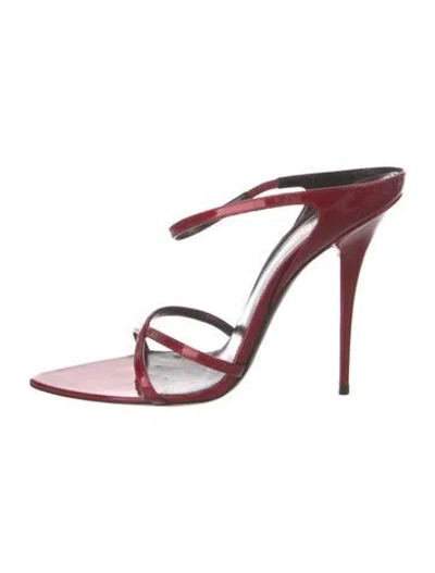 Pre-owned Saint Laurent Patent Leather Slides In Red