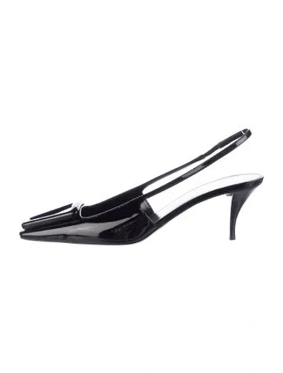 Pre-owned Saint Laurent Patent Leather Slingback Flats In Black