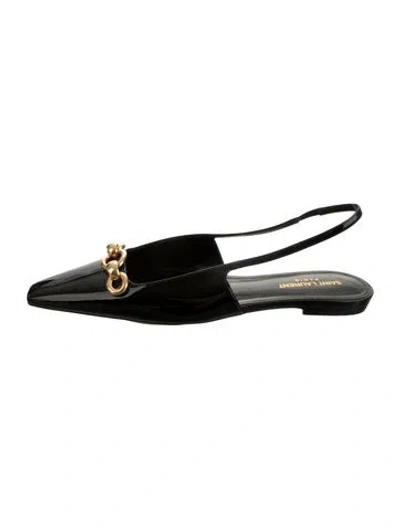 Pre-owned Saint Laurent Patent Leather Slingback Flats In Black