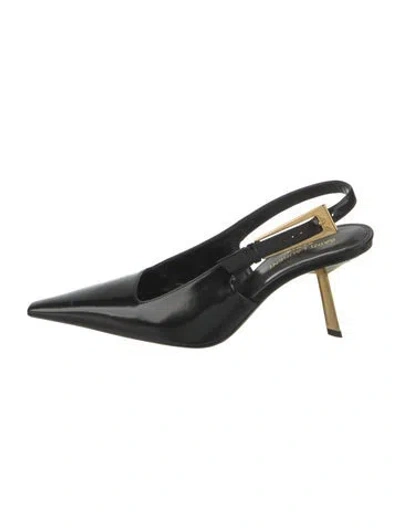 Pre-owned Saint Laurent Patent Leather Slingback Pumps In Black