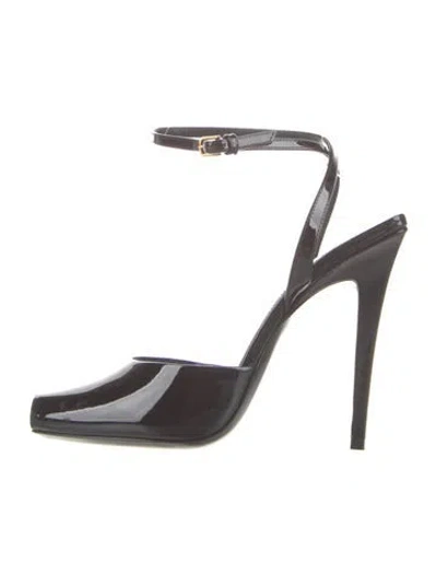 Pre-owned Saint Laurent Patent Leather Slingback Pumps In Black