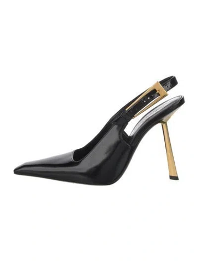 Pre-owned Saint Laurent Patent Leather Slingback Pumps In Black