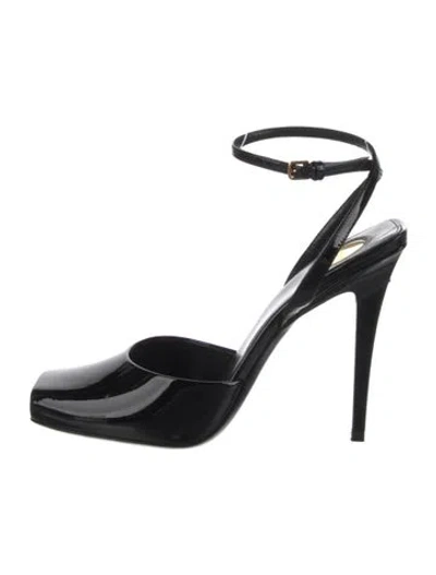 Pre-owned Saint Laurent Patent Leather Slingback Pumps In Black