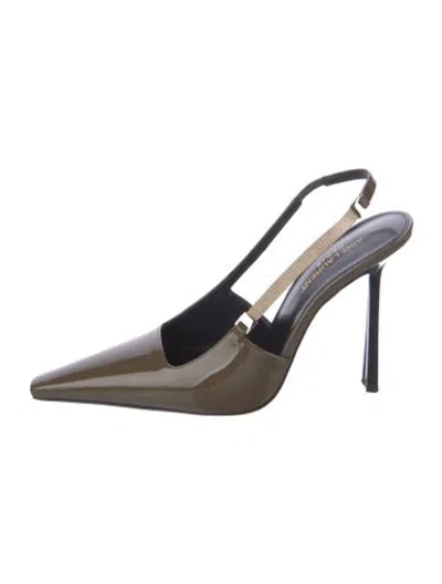 Pre-owned Saint Laurent Patent Leather Slingback Pumps In Blue