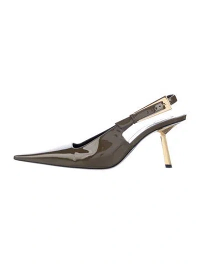 Pre-owned Saint Laurent Patent Leather Slingback Pumps In Brown
