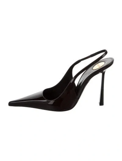 Pre-owned Saint Laurent Patent Leather Slingback Pumps In Burgundy