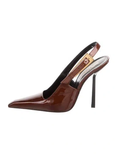Pre-owned Saint Laurent Patent Leather Slingback Pumps In Multi