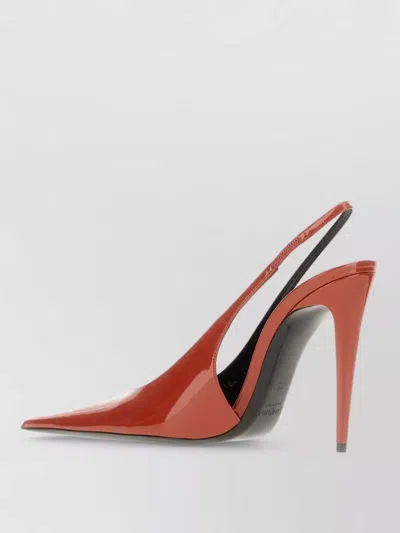 Saint Laurent Patent Leather Slingback Pumps Pointed Toe In Brown