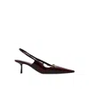 Saint Laurent Hermione Leather Kitten Slingback Pumps In Black