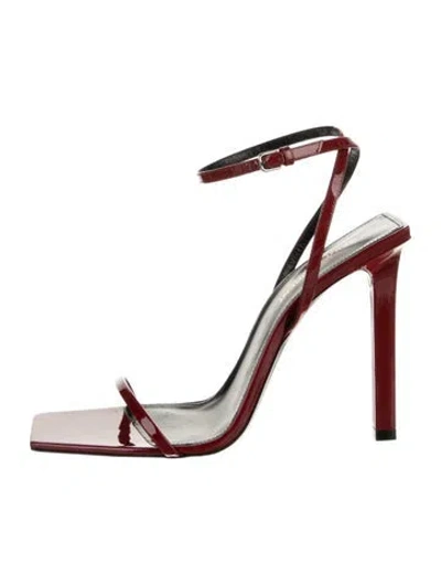 Pre-owned Saint Laurent Patent Leather Slingback Sandals In Orange