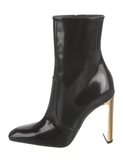 Pre-owned Saint Laurent Patent Leather Sock Boots In Black