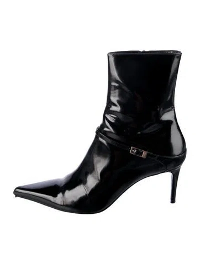 Pre-owned Saint Laurent Patent Leather Sock Boots In Black