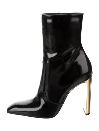 Pre-owned Saint Laurent Patent Leather Sock Boots In Black
