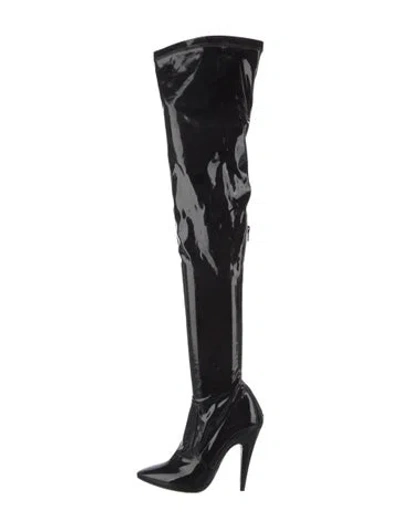 Pre-owned Saint Laurent Patent Leather Sock Boots In Black