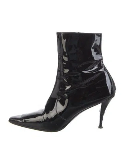 Pre-owned Saint Laurent Patent Leather Sock Boots In Black