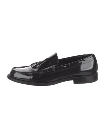 Pre-owned Saint Laurent Patent Leather Tassel Accents Loafers In Black