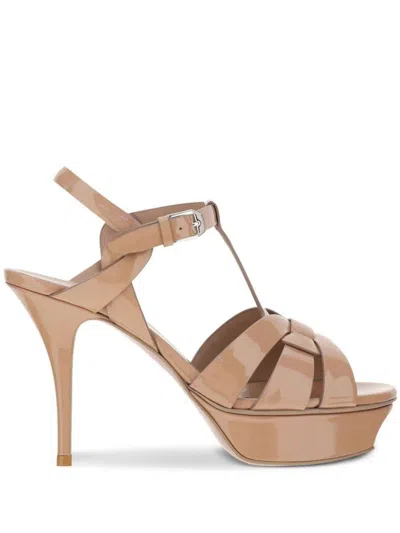 Saint Laurent Patent Leather Tribute Platform Sandals Shoes