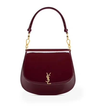 Saint Laurent Patent Leather Voltaire Top-handle Bag In Red