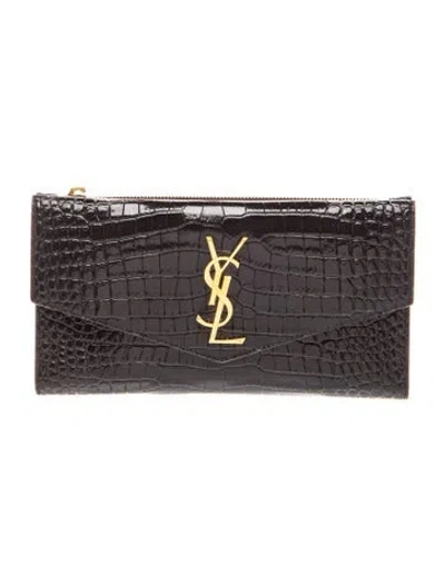 Pre-owned Saint Laurent Patent Leather Yves Wallet In Brown