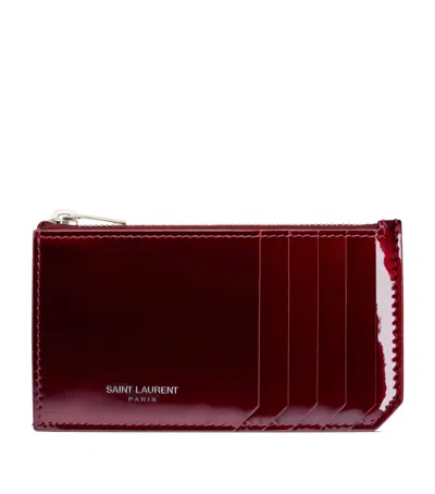 Saint Laurent Patent Leather Zipped Coin And Card Holder In Pink