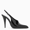 Saint Laurent Black Patent Leather Nico Mule Women In Black
