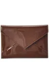 Saint Laurent Patent Passport Case In Brown