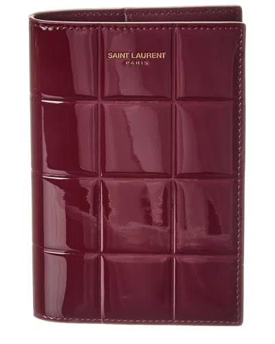Saint Laurent Patent Passport Case In Red