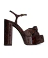 Saint Laurent Patent Platform Sandals In Black