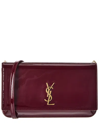 Saint Laurent Patent Wallet On Chain In Brown
