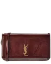 Saint Laurent Patent Wallet On Chain In Brown