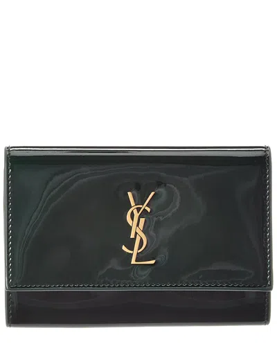 Saint Laurent Patent Wallet In Purple