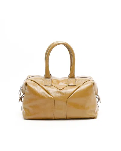 Saint Laurent Patent Y Boston Bag In Yellow